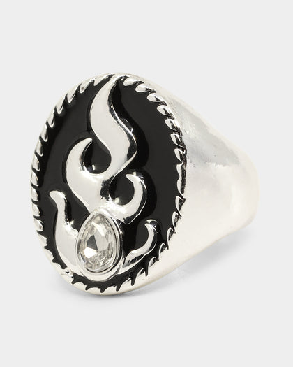 Wild For The Weekend Flame Signet Ring (Large) Silver