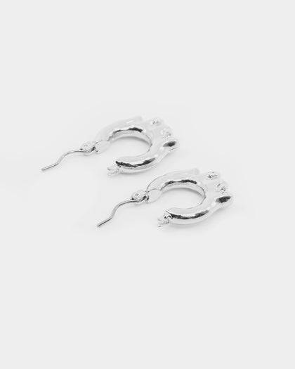 Wild For The Weekend Paint Dripping Earrings Silver