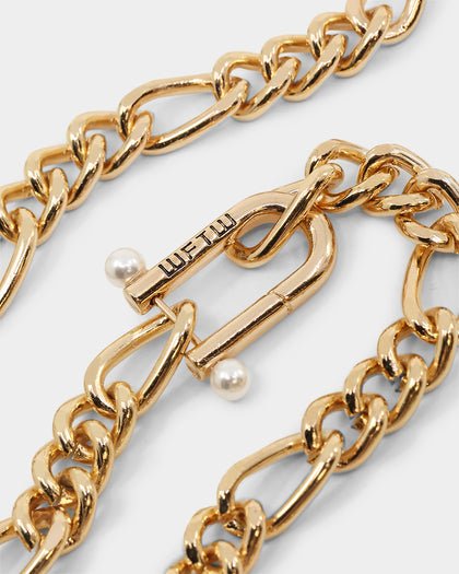 Wild For The Weekend Pearl Clasp Necklace Gold