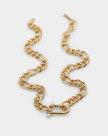 Wild For The Weekend Pearl Clasp Necklace Gold