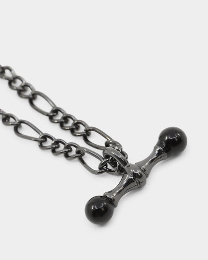 Wild For The Weekend Pearl T-Bar Necklace Gunmetal