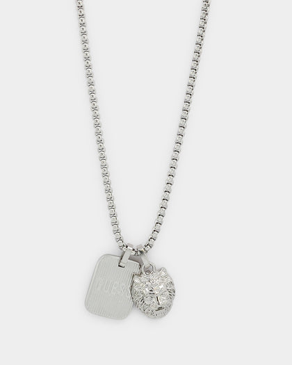 Guess Mainline 26" Guess Tag Necklace Steel