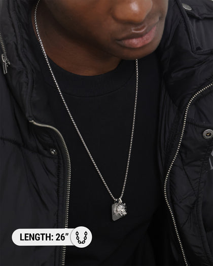 Guess Mainline 26" Guess Tag Necklace Steel