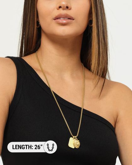 Guess Mainline 26" Guess Tag Necklace Gold