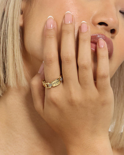 Guess Mainline 25mm Frontiers Flat Ring Gold