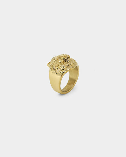 Guess Mainline Lion Head Ring Gold