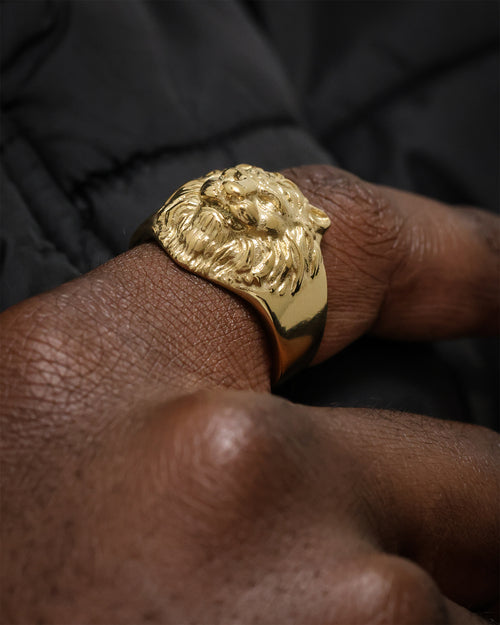 Guess Mainline Lion Head Ring Gold