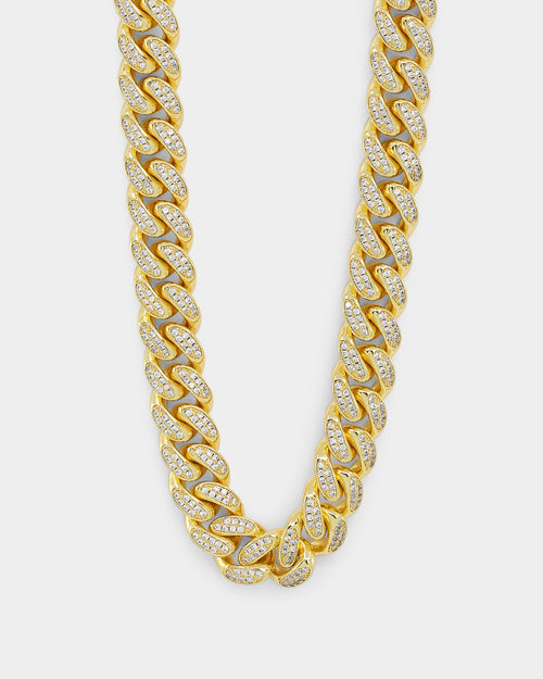 NXS 12mm Diamond Cuban Link Chain Iced Gold