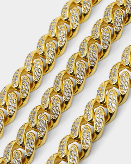 NXS 12mm Diamond Cuban Link Chain Iced Gold