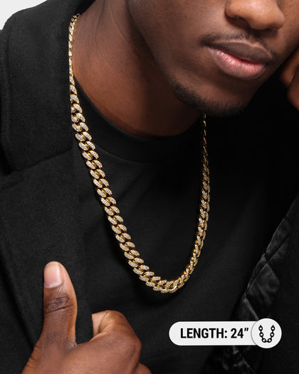 NXS 12mm Diamond Cuban Link Chain Iced Gold