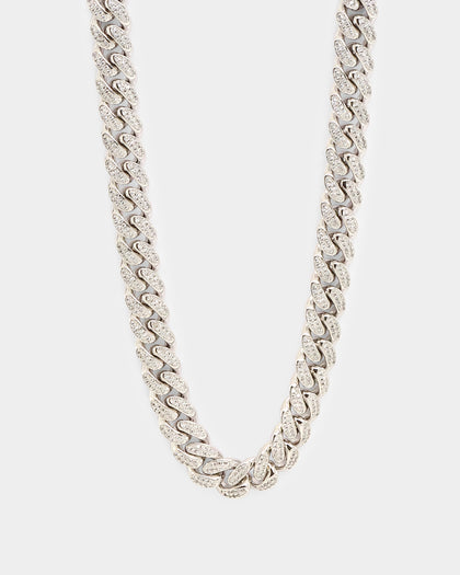 NXS 12mm Diamond Cuban Link Chain Iced White Gold