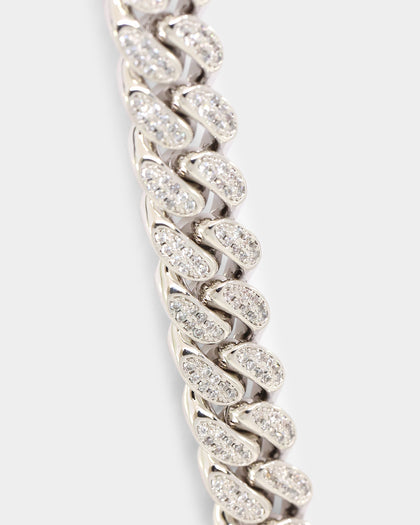 NXS 12mm Diamond Cuban Link Chain Iced White Gold