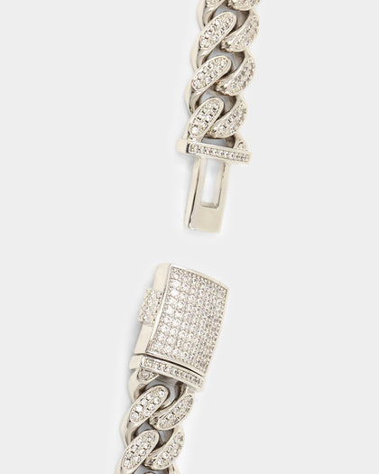NXS 12mm Diamond Cuban Link Chain Iced White Gold