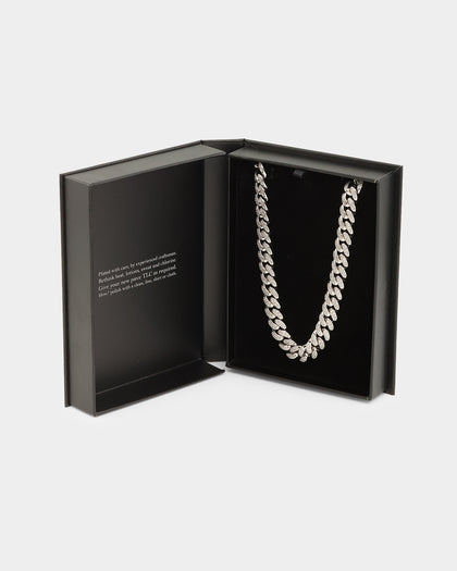 NXS 12mm Diamond Cuban Link Chain Iced White Gold