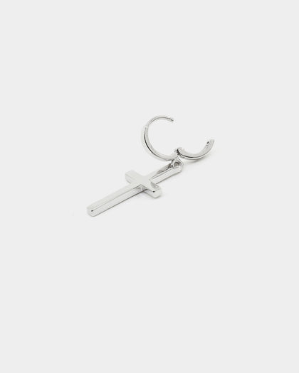NXS Cross Earring White Gold