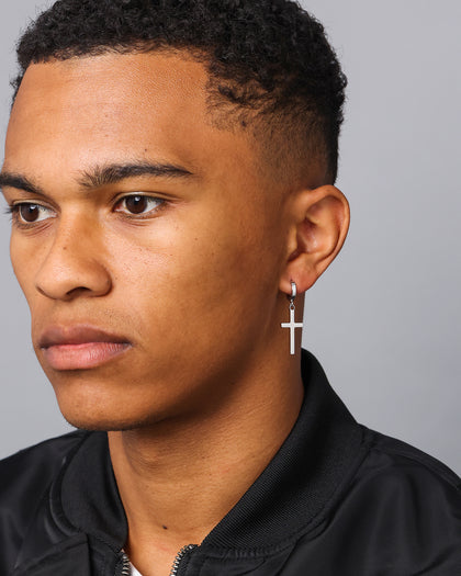 NXS Cross Earring White Gold