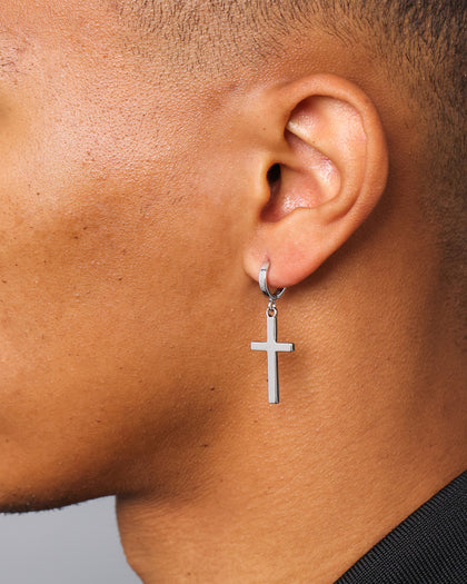 NXS Cross Earring White Gold