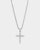 NXS Iced Cross Pendant Iced White Gold