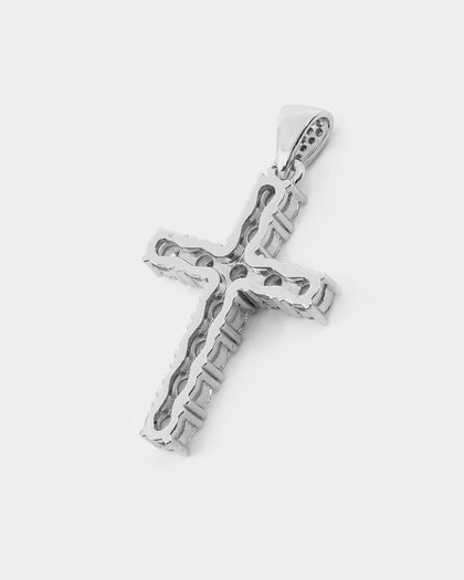 NXS Iced Cross Pendant Iced White Gold
