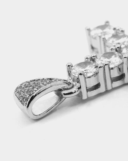 NXS Iced Cross Pendant Iced White Gold