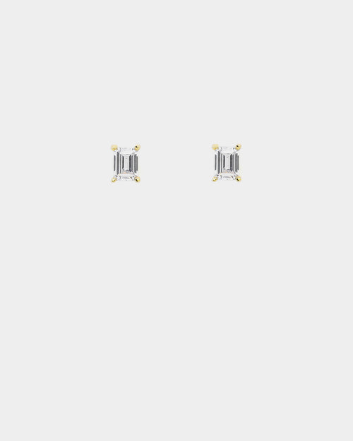 NXS Emerald Cut Earrings Iced Gold