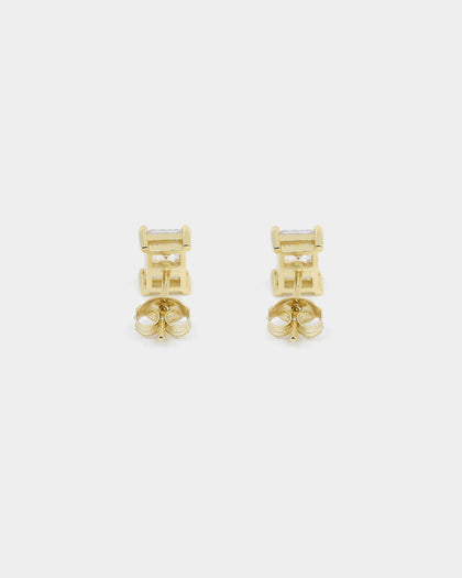 NXS Emerald Cut Earrings Iced Gold