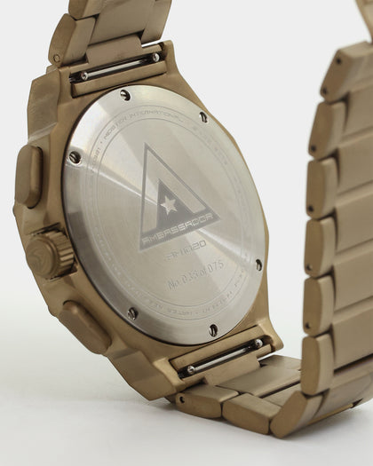 MEISTER AM1020SS Ambassador 45MM Watch Khaki Gold