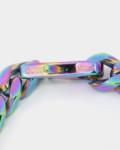 Guess Mainline 4DC 8mm Curb Chain Bracelet Iridescent