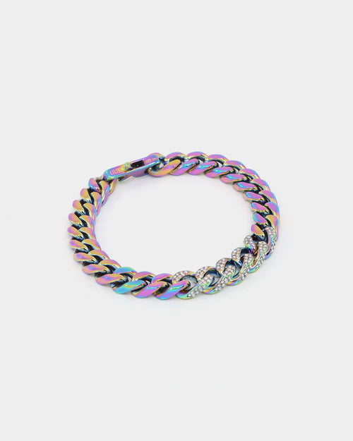 Guess Mainline 4DC 8mm Curb Chain Bracelet Iridescent
