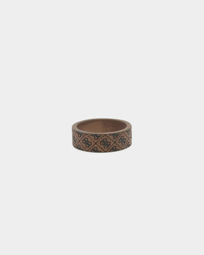 Guess Mainline 8mm 4G Pattern Ring Brown