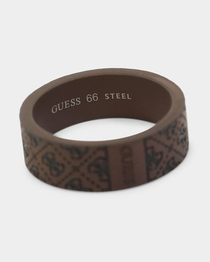 Guess Mainline 8mm 4G Pattern Ring Brown