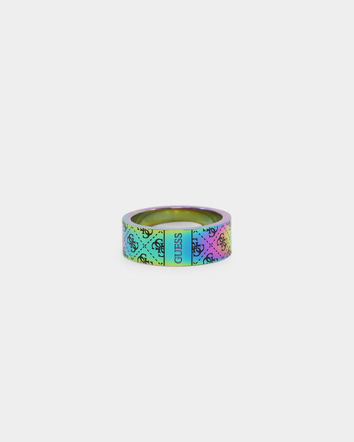 Guess Mainline 8mm 4G Pattern Ring Iridescent