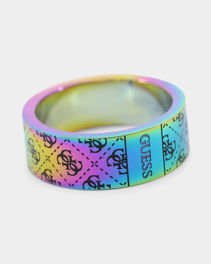 Guess Mainline 8mm 4G Pattern Ring Iridescent