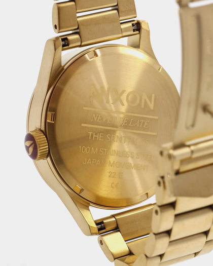 Nixon Sentry Stainless Steel Watch Gold/Oxblood