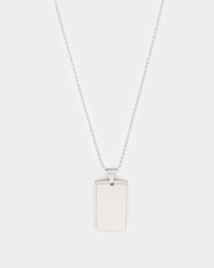 NXS Dog Tag Necklace White Gold