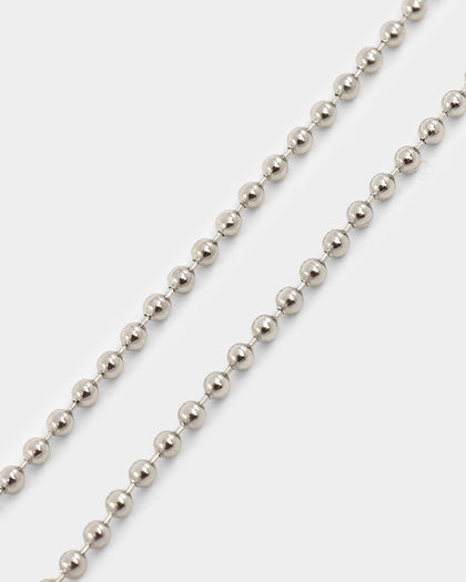 NXS Dog Tag Necklace White Gold