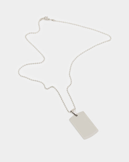 NXS Dog Tag Necklace White Gold