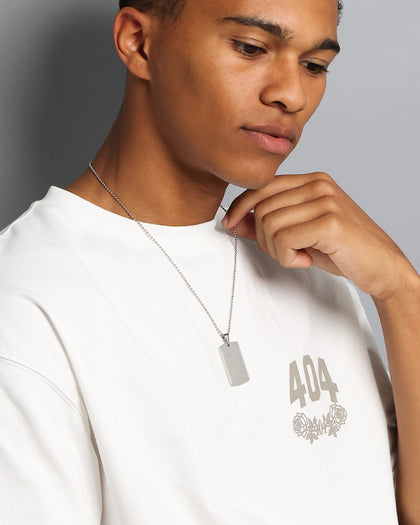 NXS Dog Tag Necklace White Gold