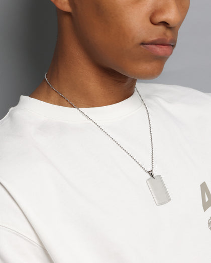 NXS Dog Tag Necklace White Gold