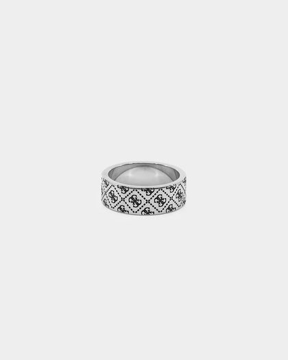 Guess Mainline 8mm 4G Pattern Ring Antique Silver