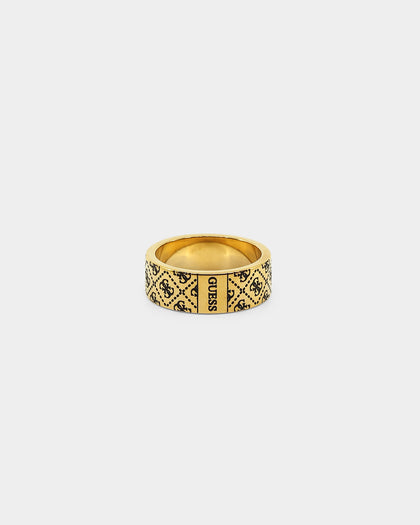 Guess Mainline 8mm 4G Pattern Ring Antique Gold
