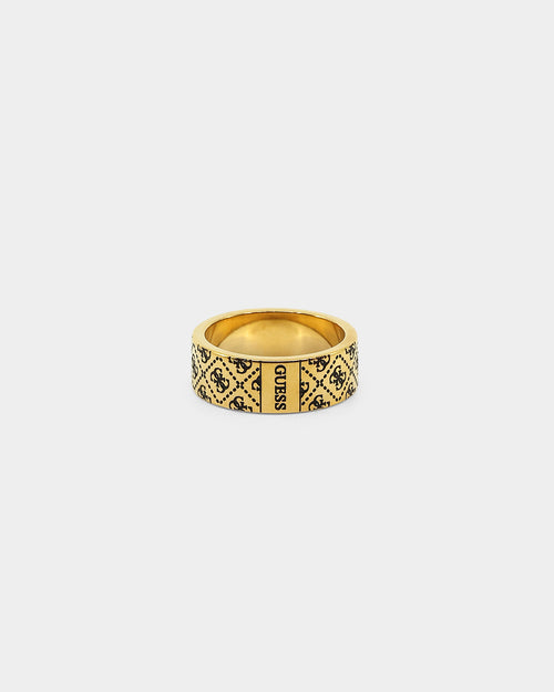 Guess Mainline 8mm 4G Pattern Ring Antique Gold