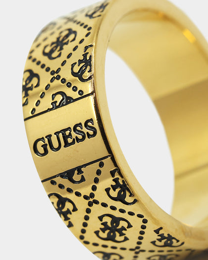 Guess Mainline 8mm 4G Pattern Ring Antique Gold