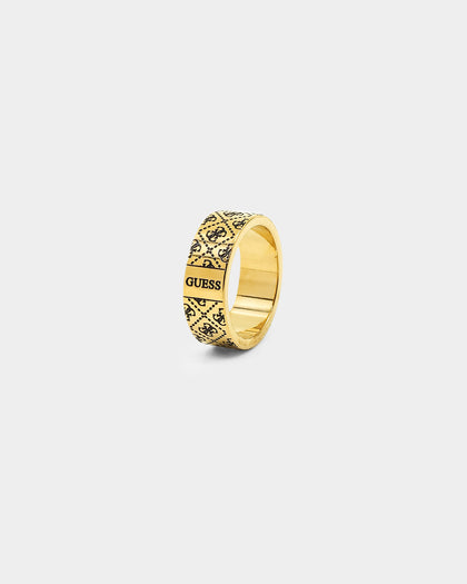 Guess Mainline 8mm 4G Pattern Ring Antique Gold