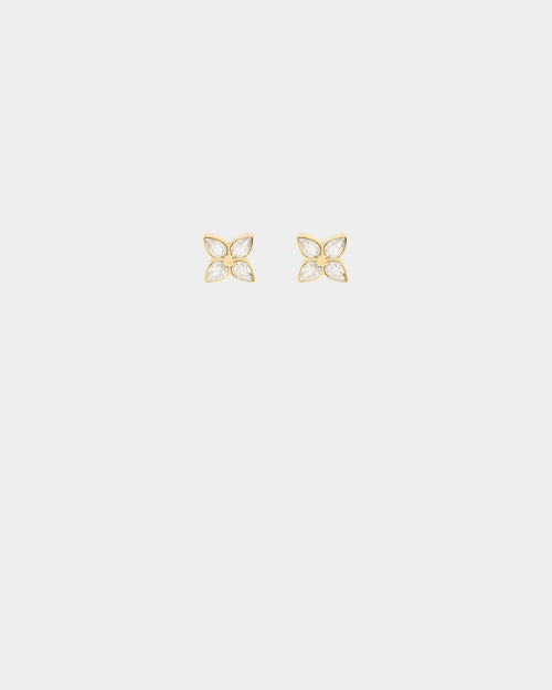 Guess Mainline Flower Party 12mm CZ Studs Earrings Gold