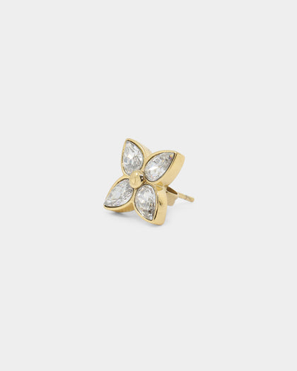 Guess Mainline Flower Party 12mm CZ Studs Earrings Gold