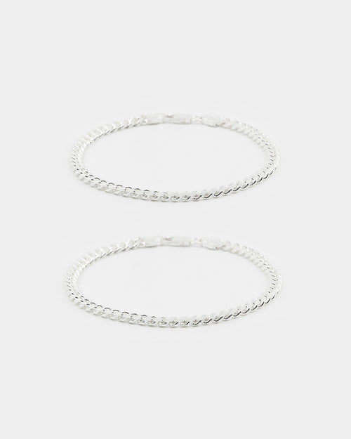 House Of Auric 5mm Cuban Bracelet Set Sterling Silver