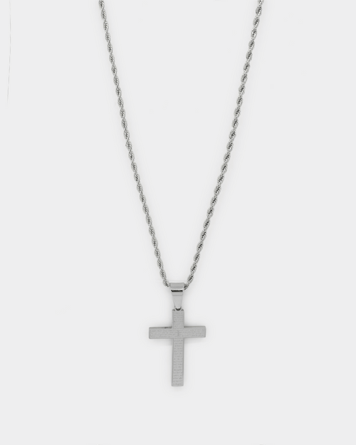 NXS Textured Cross Pendant White Gold