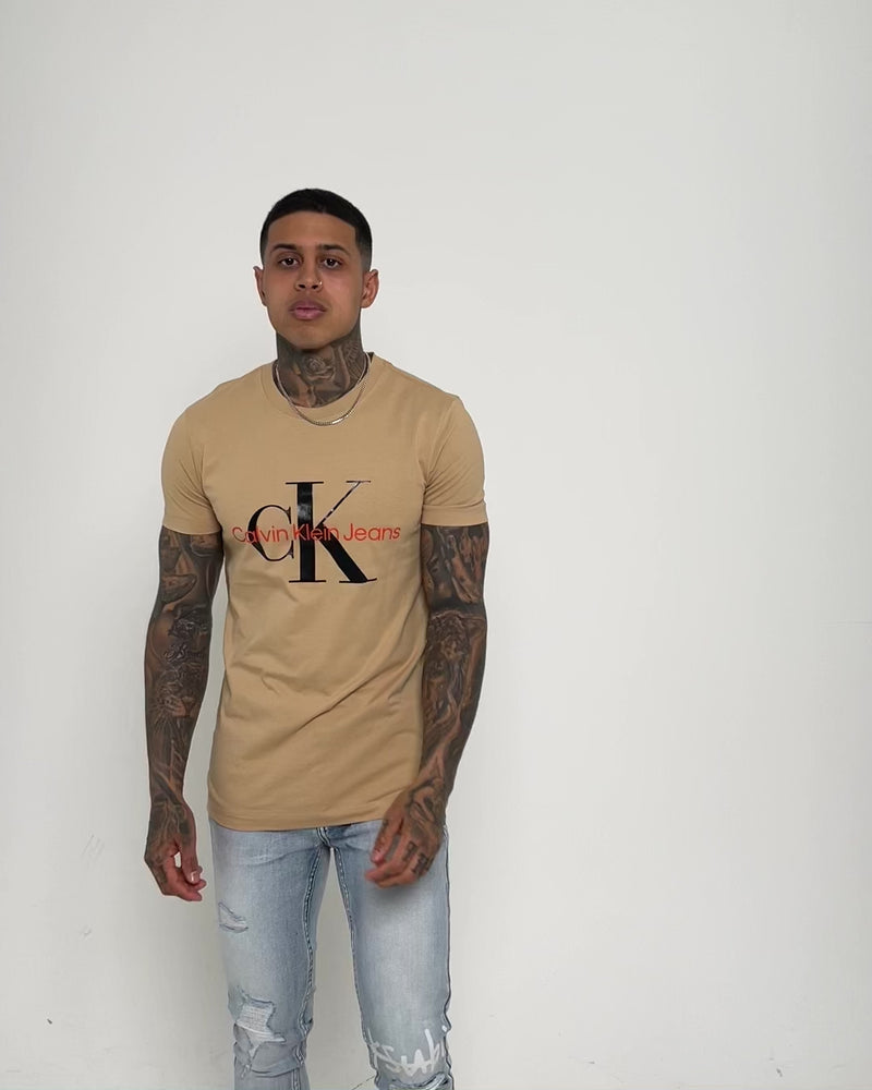 Calvin Klein Monogram Short Sleeve T-Shirt Tawny Sand/Black | Culture Kings  US