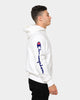 Champion Men's Rev Weave OS Flock Script Hoodie White